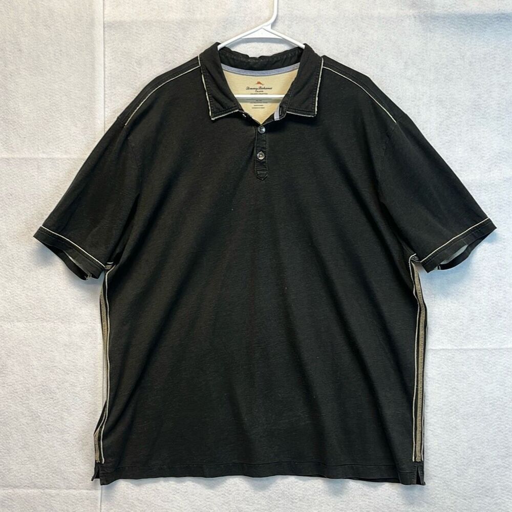 TOMMY BAHAMA Polo Shirt Men’s 2XL Black‎ Island Crafted Pima Cotton Short Sleeve